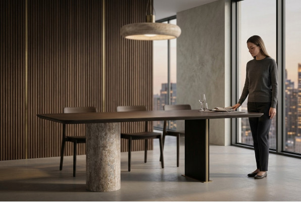 Mesa de comedor mesa de comedor mesa comedor madera marrón 220 cm moderno