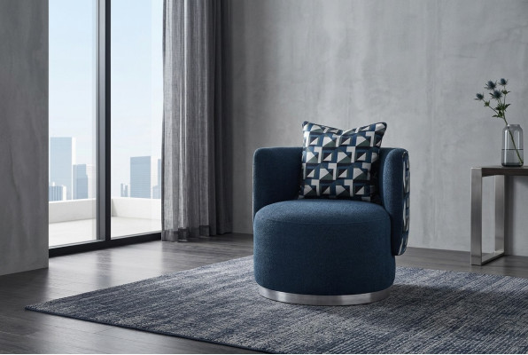 Sillón reclinable Sillón Moderno Azul Tapizado Tela Asiento Diseño Moderno