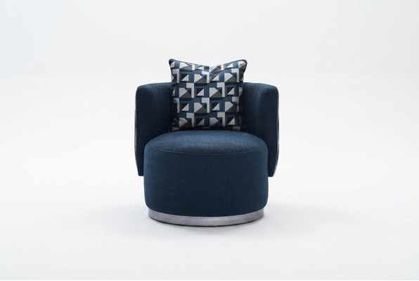 Sillón reclinable Sillón Moderno Azul Tapizado Tela Asiento Diseño Moderno