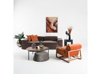 - Conjunto de sofá de tela de tres plazas y sillón gris
