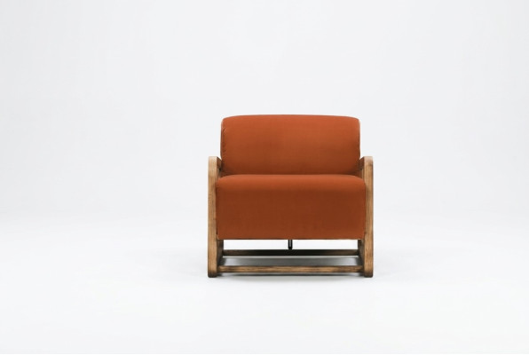 Sillón individual de asiento naranja de madera para sala de estar, silla de diseño para relajarse.