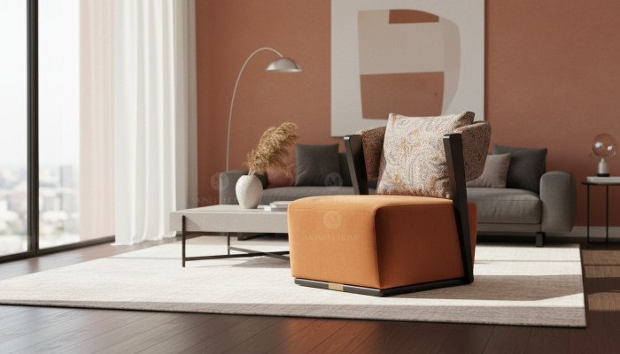 Sillón de orejas Sillón de cóctel Sillón de relax Naranja Tela Moderno Asiento