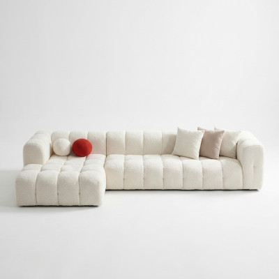 Sofá esquinero de tela sofá tapizado sofá moderno de lujo sofá relajante blanco muebles
