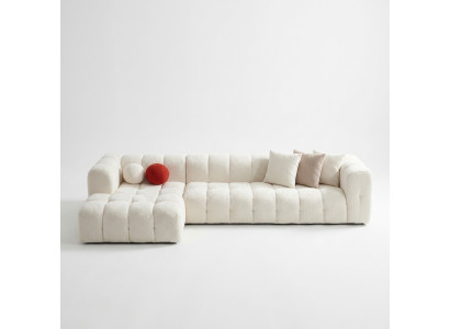 Sofá esquinero de tela sofá tapizado sofá moderno de lujo sofá relajante blanco muebles