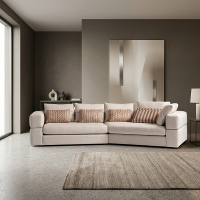 Sofá de esquina Sofá de tela Sofá tapizado Beige Sofás Diseño moderno de sala de estar