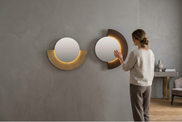 Grupo de espejos de pared, espejo decorativo de 2 piezas, espejo redondo de madera para la entrada.