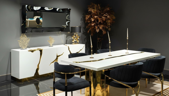 Muebles de comedor Conjunto de comedor Esquina de comedor Mesa de comedor de lujo Sillas Blancas Juego de 9 piezas de madera