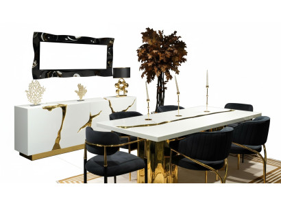 Muebles de comedor Conjunto de comedor Esquina de comedor Mesa de comedor de lujo Sillas Blancas Juego de 9 piezas de madera