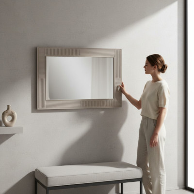 Espejo Espejo de pared Espejo decorativo Espejo de pasillo Lujo Moderno Gris