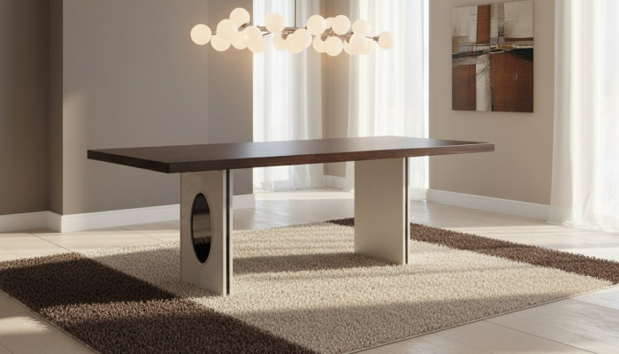 Mesa de comedor Mesa de comedor Mesa Madera Marrón Comedor Rincón de comedor Muebles