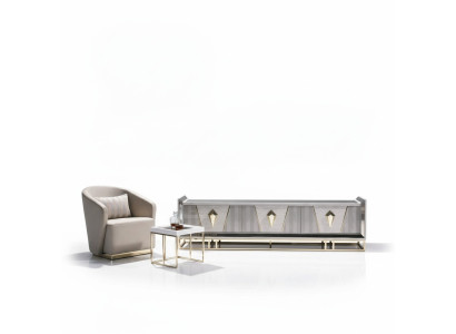 Conjunto completo de sala de estar, sillón y mesa auxiliar 3 piezas gris RTV.