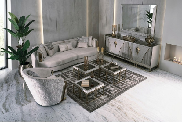 Conjunto de sala de estar sofás de tela sillón mesas de centro juego de 6 piezas gris