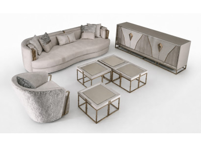 Conjunto de sala de estar sofás de tela sillón mesas de centro juego de 6 piezas gris