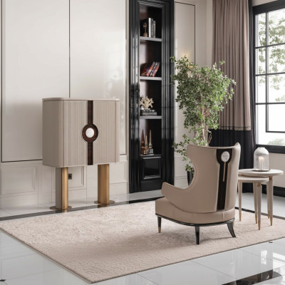 Silla Grupo Sala de estar Bar moderno Sillón orejero beige Armario