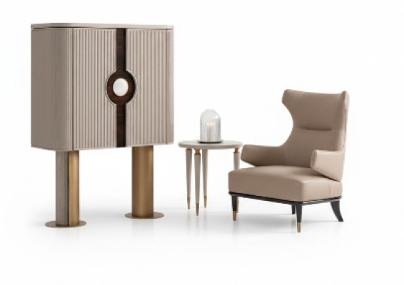 Silla Grupo Sala de estar Bar moderno Sillón orejero beige Armario