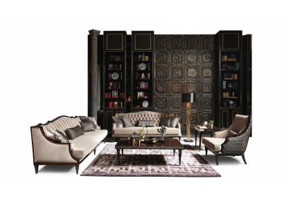 Conjunto de sofás de cuatro plazas, tres plazas, sillón, gris, mesas de centro, sofá de tela.