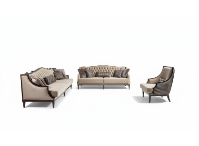 Sofá de cuatro plazas, sofá de tres plazas, sillón gris, sofá de tela.