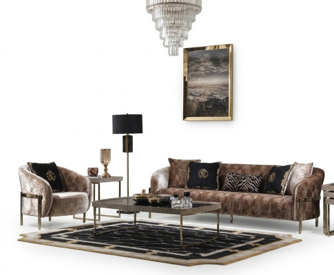 Sofá de tres plazas, sillón, sofá de tela beige, sofá tapizado, mesa de centro