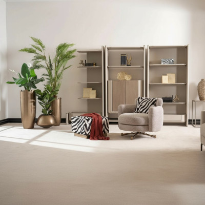Sillón con taburete Sillón orejero Sillón de televisión Sillón tapizado Gris Zebra