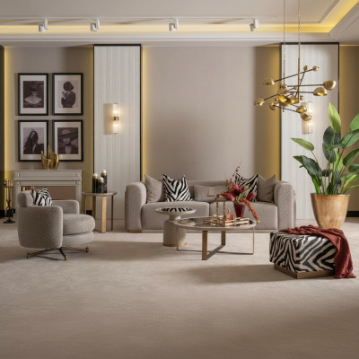 Conjunto de sofá de cuatro plazas de tela gris, sillón, sofa, mesas de centro, 6 piezas.