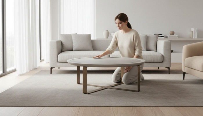 Mesa de centro moderna, mesa auxiliar, mesa de café, mesa auxiliar beige de metal.