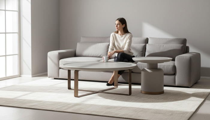 Mesa de centro completa Mesita auxiliar Beige Mesa de centro de metal Sala de estar