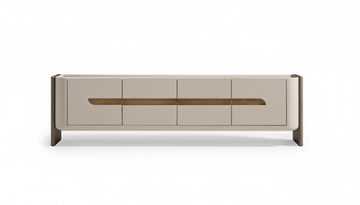 Mueble de televisión RTV, stand para televisión de madera beige, moderno mueble de salón.