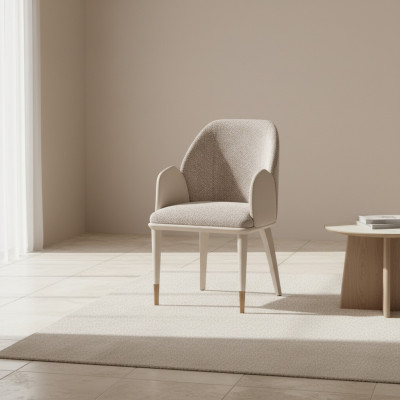 Silla de cocina Silla de comedor Silla con reposabrazos Gris Tapizado Moderno