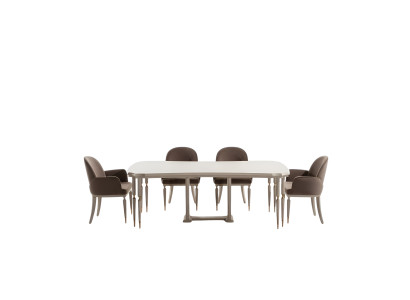 Grupo de comedor Rincón de comer Mesa de comedor Sillas Conjunto de 7 piezas Comedor Beige Madera Diseño