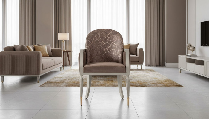 Sillón orejero diseño sillón cóctel asiento beige tela tapicería