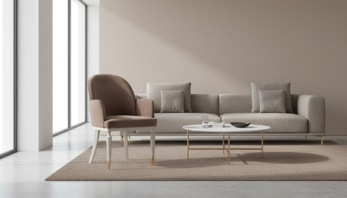 Silla de comedor Silla de cocina Silla con apoyabrazos Marrón Tapizado Moderno
