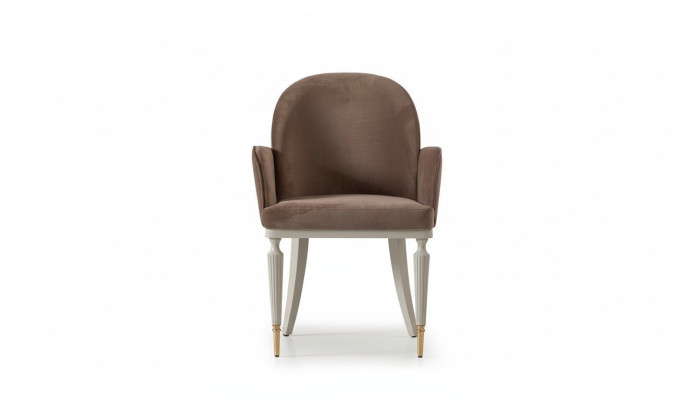 Silla de comedor Silla de cocina Silla con apoyabrazos Marrón Tapizado Moderno