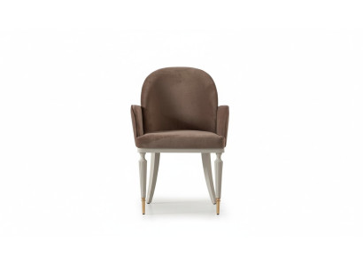 Silla de comedor Silla de cocina Silla con apoyabrazos Marrón Tapizado Moderno
