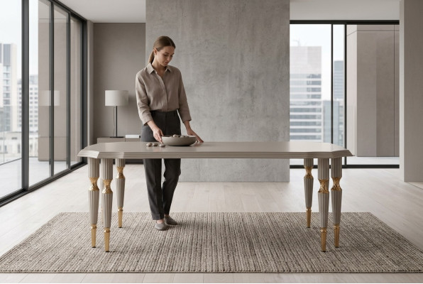 Diseño de mesa de centro de sala de estar de lujo, muebles de sala de estar, mesa de café de color beige, nuevo.