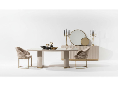 Grupo de comedor, rincón de comedor, mesa de comedor, sillas, juego de 9 piezas, comedor beige de madera de lujo.