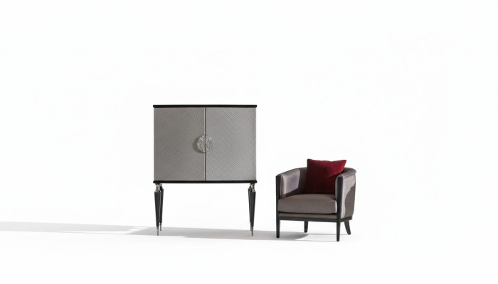 Conjunto de sillones, gabinete de bar, gris, tela, sillón con orejeras, bar, set de sala de estar.