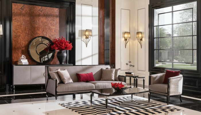 Conjunto completo de sofá de tres plazas, sillón y mesa de centro en gris.