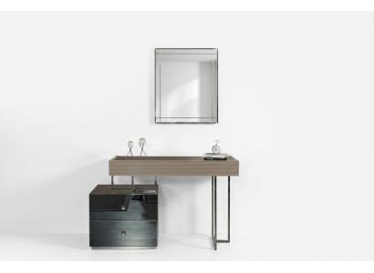 Mesa de consola con espejo tocador de maquillaje moderno Gris madera