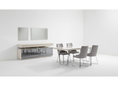 Grupo de comedor, grupo de comedor, rincón del comedor, mesa de comedor, sillas, conjunto de 10 piezas de madera gris.