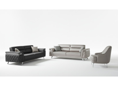 Juego de sofás de lujo de tres plazas y sillón en tela gris Sofá tapizado Sofás