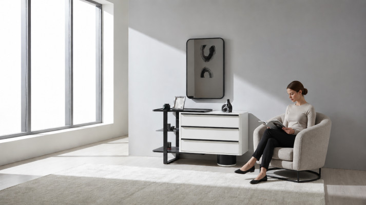 Mesa de tocador consola con espejo tocador moderno de madera blanco