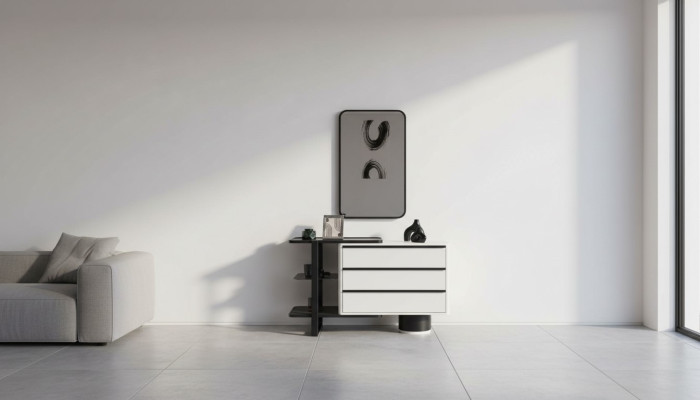 Mesa de tocador consola con espejo tocador moderno de madera blanco