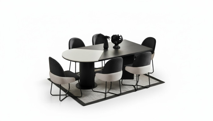 Grupo de comedor Conjunto de comedor Rincón de comedor Mesa de comedor Sillas 7 piezas Madera Negro