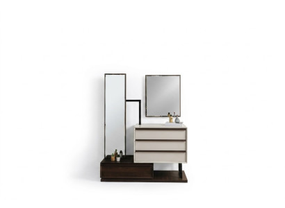 Tocador Mesa de maquillaje Mesa consola Espejo Madera Blanco Dormitorio