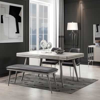 Grupo de comedor, muebles de comedor, rincón de comer, mesa de comedor, sillas de comedor de 6 piezas, gris.