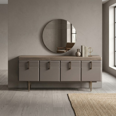 Sideboard Aparador Gris Armario Espejo Cómoda Madera Conjunto Cómoda