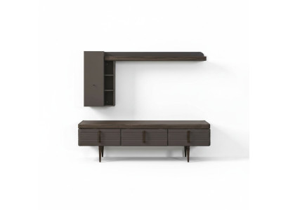 Mueble de pared Aparador RTV Armario bajo Estantes Soporte de TV Armario Madera Gris