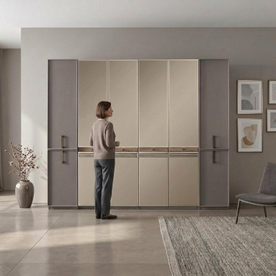 Armario de madera gris moderno para dormitorio