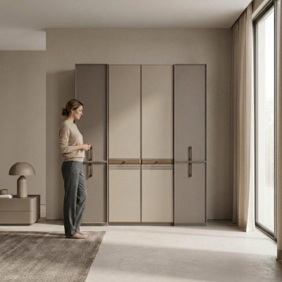 Armario ropero Armario de dormitorio Armario Armario de madera Gris Espejo