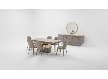 Mesa de comedor Mesa de comedor Mesa Comedor Lujo Madera Beige 199 cm